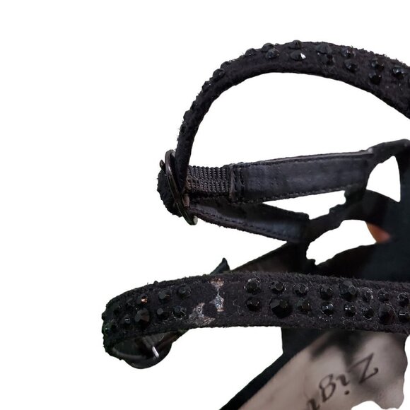 BLACK SUEDE RHINESTONE STELETTOS SIZE 6 - Picture 6 of 14
